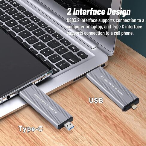 M.2 NVMe PCIe SSD Enclosure Adapter, Solid State Drive External Enclosure with USB3.2 Gen2 USB C Dual Connector, for Computer, Laptop, OTG Enabled Phone in Saudi Arabia