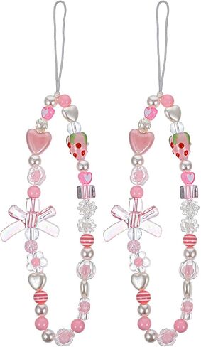 BESTOYARD 2pcs Mobile Phone Straps strawberry phone case phone case with charm strawberry decor decorative phone lanyard mobile phone chains phone charm phone decoration Stone bow tie resin in Saudi Arabia
