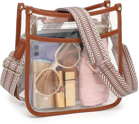 Clear Crossbody Bag for Women,Clear Purse Stadium Approved with Wide Removable Strap,Clear Shoulder bag for Concert in Saudi Arabia