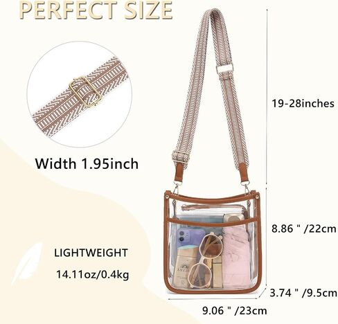 Clear Crossbody Bag for Women,Clear Purse Stadium Approved with Wide Removable Strap,Clear Shoulder bag for Concert in Saudi Arabia