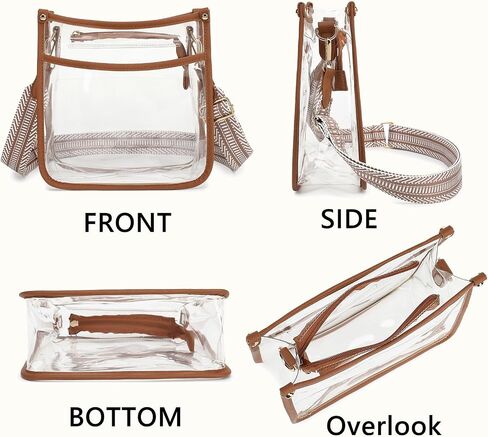 Clear Crossbody Bag for Women,Clear Purse Stadium Approved with Wide Removable Strap,Clear Shoulder bag for Concert in Saudi Arabia