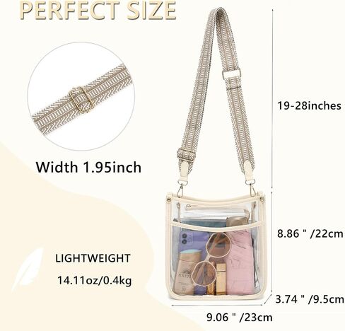 Clear Crossbody Bag for Women,Clear Purse Stadium Approved with Wide Removable Strap,Clear Shoulder bag for Concert in Saudi Arabia