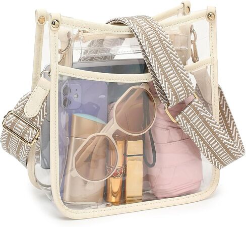 Clear Crossbody Bag for Women,Clear Purse Stadium Approved with Wide Removable Strap,Clear Shoulder bag for Concert in Saudi Arabia