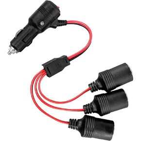 Sun Walker Car Cigarette Lighter Splitter, 1 to 3 Car Splitter Adapter Power Charger Port Socket with 15A Fuse, 3-Way Cigarette Lighter Extension Cord for 12/24 Volt Vehicles in Kuwait