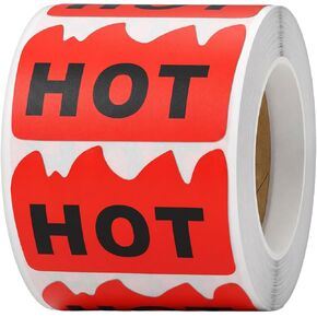 500 قطعة من ملصقات Rave Hot للمهرجانات الموسيقية، 2 × 1.2 بوصة مقاومة للماء فلورسنت أحمر حار لهب النار على شكل ملصقات علامات للمطاعم ومحلات السوبر ماركت والمتاجر والصلصة الحارة in Kuwait