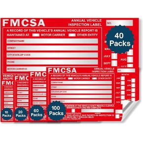 60-Pack DOT Compliant Aluminum Annual Vehicle Inspection Labels with Punch Boxes – Red FMCSA Inspection Stickers, Durable DOT Inspection Stickers (6" x 3.5") in Saudi Arabia