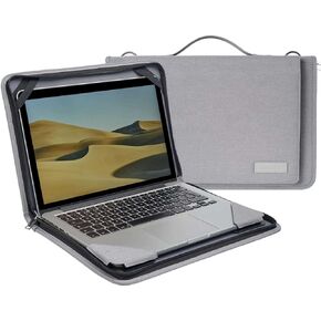 Grey Leather Laptop Messenger Case - Compatible with Dell Latitude 7390 2-in-1 in Saudi Arabia
