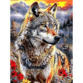 zpptAugs Paint by Numbers Kit for Adults Beginners，Wolf Acrylic Adult Paint by Number Kits on Canvas,Digital Oil Number Painting Kits for Home Decor Gift 12"x16"(Without Frame) in Kuwait