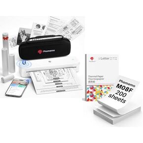 Phomemo M834 Bluetooth Thermal Printer with Carry Case & 200 Sheets Folded Thermal Printer Paper 8.5" x 11" in Saudi Arabia