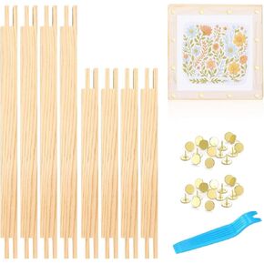 8-Pcs Wooden Needlepoint Stretcher Bars Kit - Includes 6" & 8" Sizes, 40 Thumb Tacks, Storage Box & Tack Remover for Embroidery, Cross Stitch & Canvas Art Supplies (Natural-8pcs) in Saudi Arabia