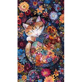 Timeless Treasures Calico Cats Fabric Panel 24" x 44", Large Scale Cat and Floral 100% Cotton Quilt Panel, Colorful Novelty Fabric for Quilting, Sewing, Wall Hangings, Pillows, & Crafts in Saudi Arabia