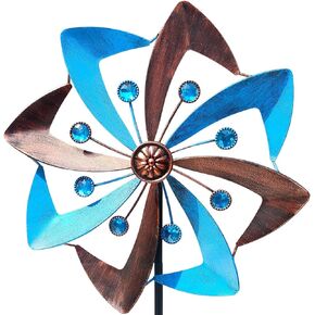 Wind Spinners Outdoor, 10 inch Wind Sculptures & Spinners, Metal Kinetic Wind Spinner, Decorative Pinwheels Large Wind Spinners for Yard and Garden Decor, Blue in Saudi Arabia