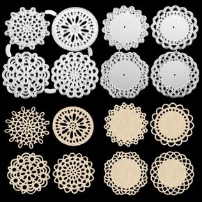 8Pcs Metal Die Cuts Set 8 Different Patterns, Cutting Dies Round Lace Flower Border Dies Mini Decorative Embossing Paper Die for Card Making Template Greeting Cards Invitations Scrapbooking (Silver) in Saudi Arabia