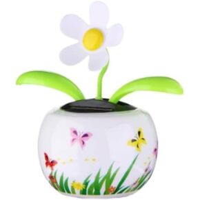1 PC White Solar Dancing Solar Powered Flower in Colorful Shape Flip Flap Animated Bobblehead Dancer Window Sun Catcher Car Dashboard Decor Solar Power Kits in Saudi Arabia