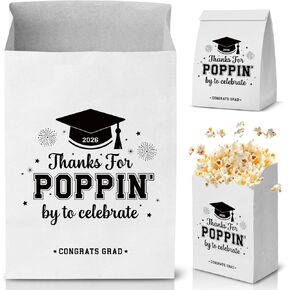 Graduation Party Favors, 50 Pcs Class of 2026 Graduation Favors Popcorn Bags, Thanks for Popping By Popcorn Bags, Graduation Goodie Bags for Treat Snack Cookie Brown in Saudi Arabia