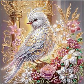 HvasJing Link Diamond Painting Kits for Adults Luxurious Floral Bird, 5D Full Drill Diamond Art Kit, Special Shaped Diamonds 11.8 x 11.8 Inch DIY Diamond Dots Craft, Relaxing Hobby Wall Decor in Saudi Arabia