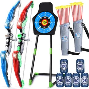 Bow and Arrow for Kids,LED Light Up Archery Set with 10 Suction Cup Arrows, 1Target, 3 Score Targets & 1 Quiver- Indoor Outdoor Sport Gifts for Boys Girls Ages 4 5 6 7 8 9 10 11 12 in Saudi Arabia