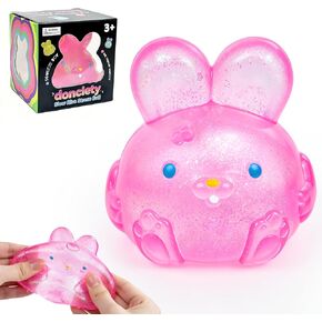 Stress Relief Glitter Bunny Squeeze Toy, Bunny Stress Ball- Anxiety Calming Sensory Fidget Toy, Soft Squishy Ball for ADHD Autism, Stresss Rabbit Squishy (Blue) in Saudi Arabia