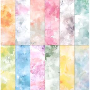 Konsait 24 Sheets Watercolor Scrapbook Paper 6x6, Single Sided Watercolor Cardstock Decorative Paper Origami Papers for Card Handwork Making Scrapbook Supplies in Kuwait
