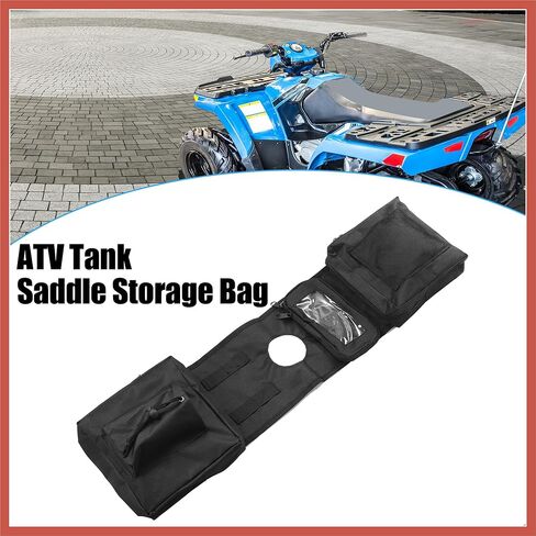 ACROPIX 1-Pack Quad ATV 4- Saddlebags Cargo Pouch Storage UTV دراجة نارية خزان الغاز حقيبة السرج لبولاريس سبورتسمان 450 570 850 XP 1000 أسود 600D أكسفورد قطع غيار السيارات in Kuwait