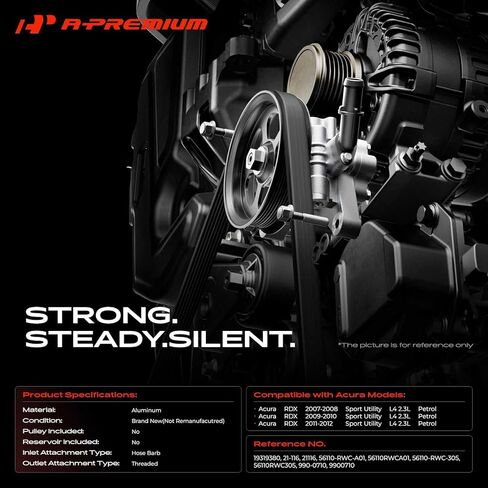 A-Premium Power Steering Pump Compatible with Acura RDX 2007 2008 2009 2010 2011 2012, 2.3L Gas, Replace # 56110RWCA01, 56110RWC305 in Kuwait