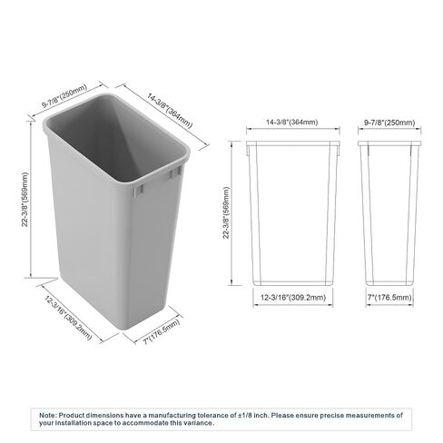 Dowell 2 Pack 50Qt Wastebasket Trash Container, 9/13Gal, Plastic, Stackable, for Kitchen/Bathroom/Office, Fits Under Sink/Desk - Grey (2, 50 QT) in Saudi Arabia