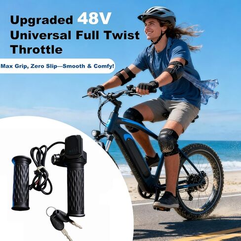 ترقية خنق تويست كامل لRidstar Q20، Ebike خنق 3 دبوس 48V التوصيل والتشغيل، شاشة LCD مع قفل مفتاح مقاوم للماء IP66، مقابض خنق سهلة التركيب لRidstar Q20/Q20Pro/H20/H26Pro in Kuwait