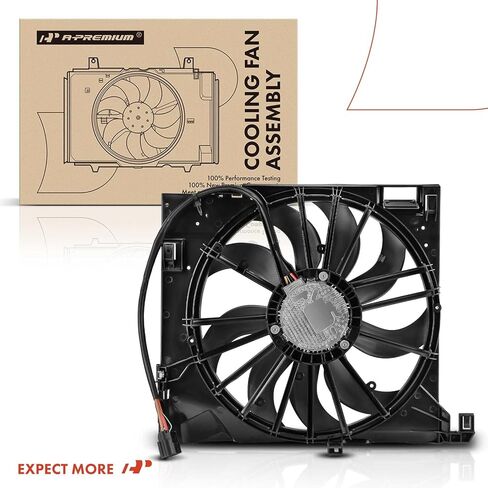 A-Premium Engine Radiator Cooling Fan Assembly with Brushless Motor Compatible with Select Jaguar Models - XF 2010-2015, XJ 2010-2019, XFR 2010-2015, XFR-S, XJR, XJR575, XKR, XKR-S - Replace# C2D38737 in Kuwait