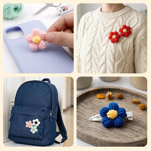 20Pcs Small Crochet Flower, Colorful Knitted Sewing Flowers Embellishments, Assorted DIY Crochet Floral Decoration for Clothing Backpacks Hair Accessories in Kuwait