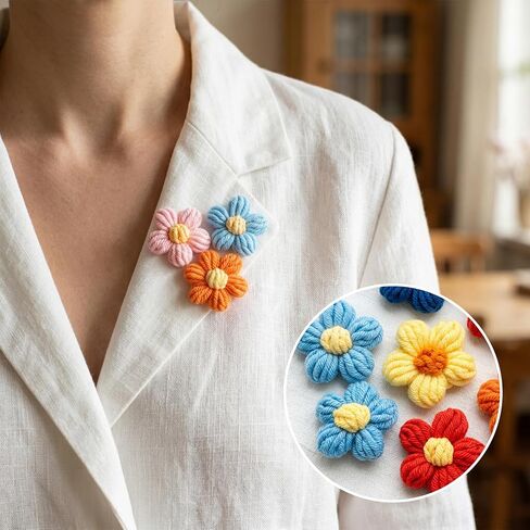20Pcs Small Crochet Flower, Colorful Knitted Sewing Flowers Embellishments, Assorted DIY Crochet Floral Decoration for Clothing Backpacks Hair Accessories in Kuwait