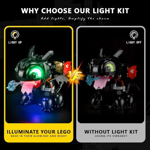BOOZUU Light Kit for 10375 Toothless - Easy Install with Guide, Hidden Wires, DIY Light Upgrade for How to Train Your Dragon Display (Lights Only, No Model) in Saudi Arabia
