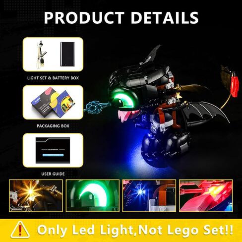 BOOZUU Light Kit for 10375 Toothless - Easy Install with Guide, Hidden Wires, DIY Light Upgrade for How to Train Your Dragon Display (Lights Only, No Model) in Saudi Arabia