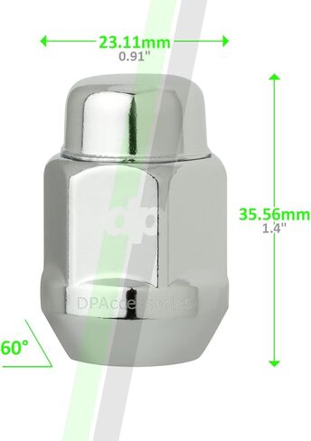 DPAccessories 20 Chrome 7/16-20 Closed End Bulge Acorn Lug Nuts - Cone Seat - 13/16" Hex D3711-2305/20 in Kuwait