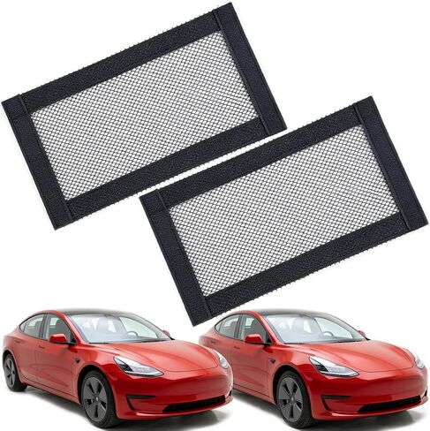 قطعتان من غطاء فتحة التهوية الخلفية لسيارة Tesla Model Y Model 3 2019-2026، نسيج شبكي مطور مع شريط فيلكرو، ملحقات حامية لمنفذ تهوية السيارة in Kuwait