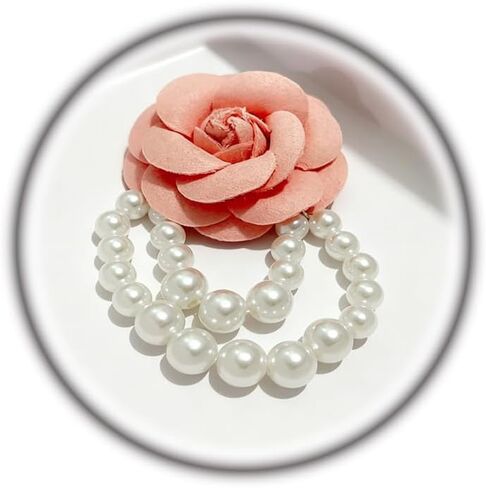 Dainty Fabric Camellia Flower Pearl Tassel Brooches Pins Flowers Bracelet for Women Girls,Elegant Lapel Pins Dress Suit Ceremony Clothes Accessories in Saudi Arabia
