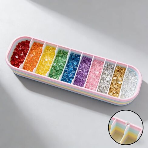 Rainbow Diamond Painting Storage Box with 10 Compartments - Portable Bead Organizer for Diamond Art Kits, Rhinestone & Craft Supplies, Diamond Painting Accessories and Tools in Saudi Arabia