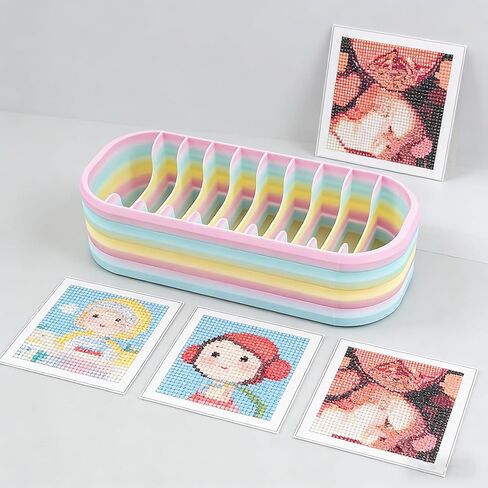 Rainbow Diamond Painting Storage Box with 10 Compartments - Portable Bead Organizer for Diamond Art Kits, Rhinestone & Craft Supplies, Diamond Painting Accessories and Tools in Saudi Arabia