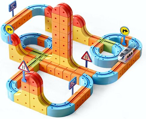 Electric Train Set,Car Track for Toddlers, for Kids 3 4 5 6 7 8 Years Old,Gravity-Defying 3D Embedded Layouts & Motorized Car,STEM Learning Toy Gift,Deluxe Set(146 Piece) in Saudi Arabia