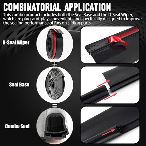 RV Slide Out Seal Camper D & Wiper Seal Replacement for Forest River Heartland Keystone Jayco Grand Design Black Rubber Weather Stripping 018-312-EKD 1'x15/16'x35' & 018-341 1/2'x2.75'x35’ in Kuwait