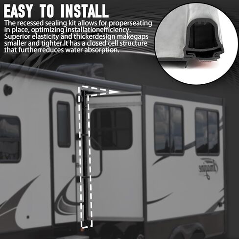 RV Slide Out Seal Camper D & Wiper Seal Replacement for Forest River Heartland Keystone Jayco Grand Design Black Rubber Weather Stripping 018-312-EKD 1'x15/16'x35' & 018-341 1/2'x2.75'x35’ in Kuwait