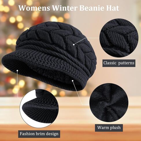 Winter Newsboy Cap for Women, Stretchy Breathable Cabled Knit Hat with Brim, Warm Beret - Style Beanie in Saudi Arabia