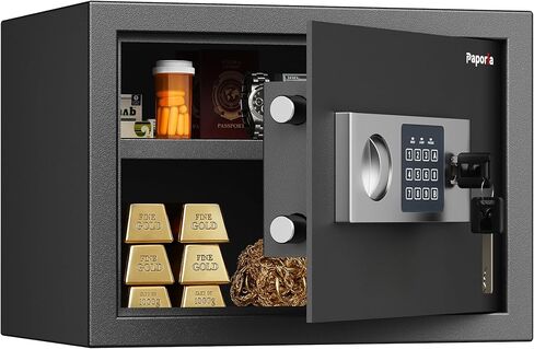 0.6 Cubic Feet Safe Box with Digital Keypad Lock & Keys, Home Safe Money Box for Cash, Documents, Medicine & Jewelry, Security Digital Safe in Home, Hotel or Business in Saudi Arabia