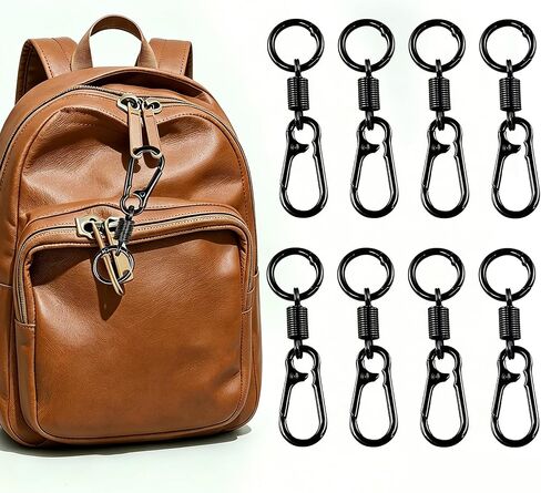 Zipper Clips Anti Theft 8 PCS, Double Opening Small Zinc Alloy Carabiner Clips for Travel, Backpack Locks for Crossbody Bag, Purse, Luggage, Handbags Keys(Metal Black) in Saudi Arabia