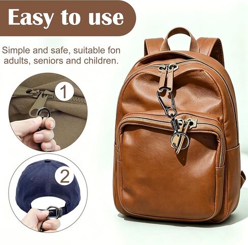 Zipper Clips Anti Theft 8 PCS, Double Opening Small Zinc Alloy Carabiner Clips for Travel, Backpack Locks for Crossbody Bag, Purse, Luggage, Handbags Keys(Metal Black) in Saudi Arabia