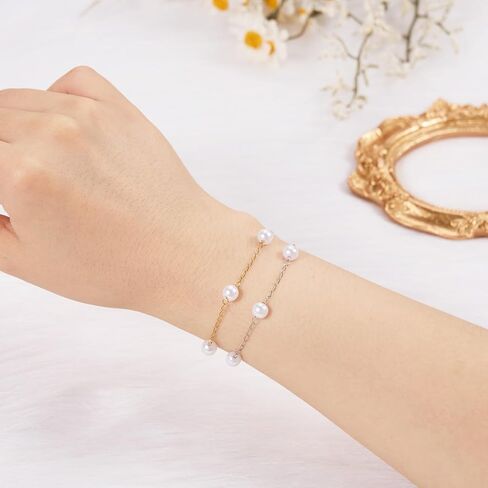 KYUNHOO 16.4 Feet Stainless Steel Chains Bulk Silver Curb Chain Roll Faux Pearl Beaded Jewelry Links with Lobster Clasps Jump Rings for Crafting Supply Jewelry Findings in Saudi Arabia