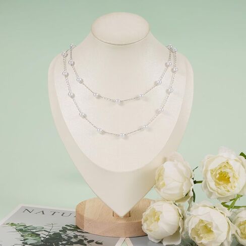 KYUNHOO 16.4 Feet Stainless Steel Chains Bulk Silver Curb Chain Roll Faux Pearl Beaded Jewelry Links with Lobster Clasps Jump Rings for Crafting Supply Jewelry Findings in Saudi Arabia