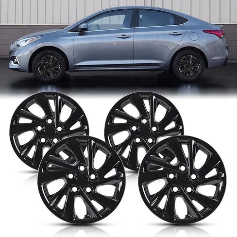 WolfX 15 Inch Hubcaps Set of 4 Wheel Rim Cover for Hyundai Elantra Sedan 2017-2020 (Only Fit for Steel Hub) PP Material Wheel Rim Hub Cap Replacement, (5096G, Black Lacquer) in Saudi Arabia