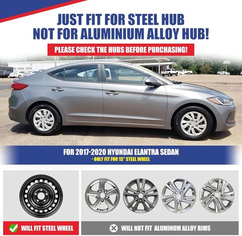 مجموعة أغطية إطارات WolfX مقاس 15 بوصة مكونة من 4 غطاء حافة عجلة لسيارة Hyundai Elantra Sedan 2017-2020 (تناسب فقط المحور الفولاذي) استبدال غطاء محور حافة العجلة من مادة PP، (5096G، طلاء أسود) in Kuwait