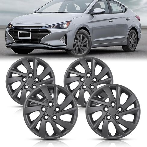 مجموعة أغطية إطارات WolfX مقاس 15 بوصة مكونة من 4 غطاء حافة عجلة لسيارة Hyundai Elantra Sedan 2017-2020 (تناسب فقط المحور الفولاذي) استبدال غطاء محور حافة العجلة من مادة PP، (5096G، طلاء أسود) in Kuwait