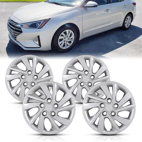 مجموعة أغطية إطارات WolfX مقاس 15 بوصة مكونة من 4 غطاء حافة عجلة لسيارة Hyundai Elantra Sedan 2017-2020 (تناسب فقط المحور الفولاذي) استبدال غطاء محور حافة العجلة من مادة PP، (5096G، طلاء أسود) in Kuwait